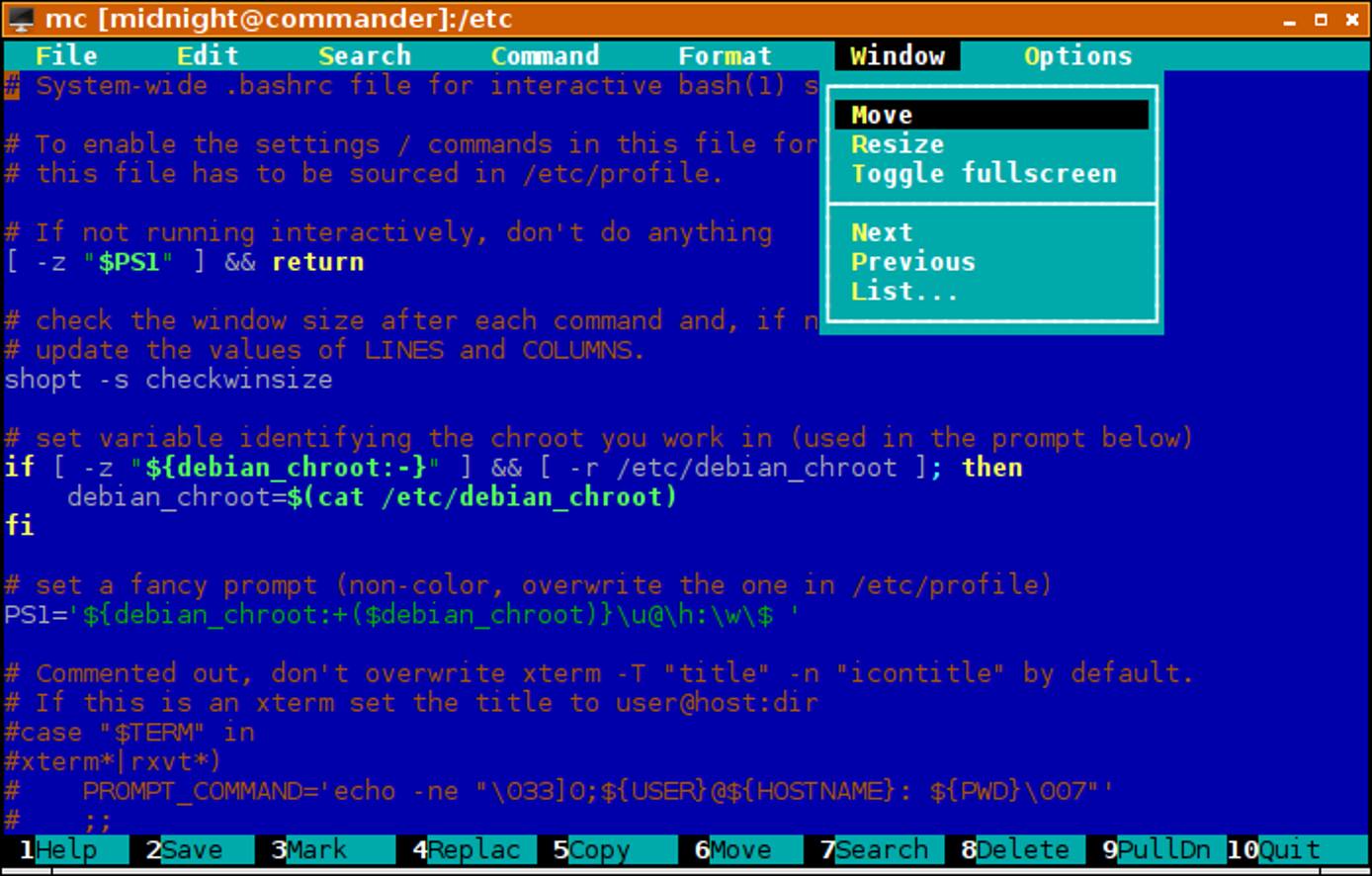 Midnight Commanders Editor mcedit with Syntax Highlighting Active