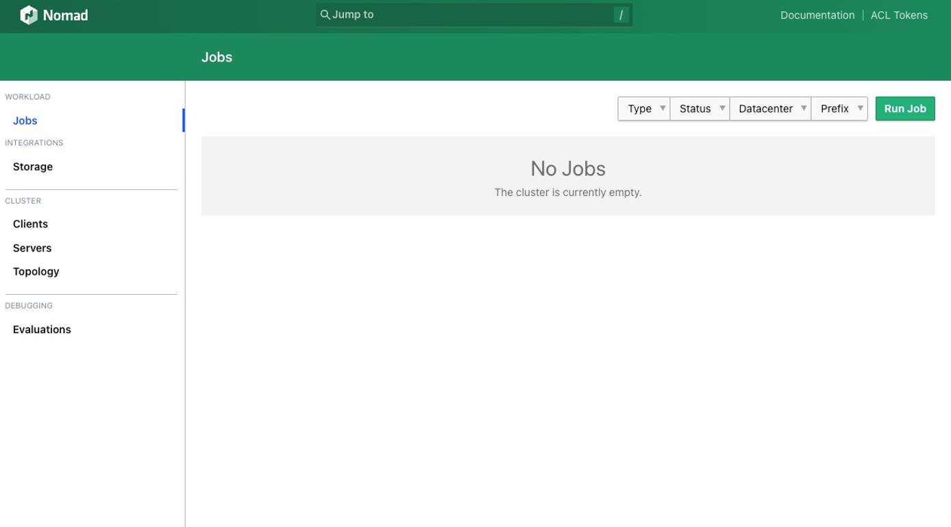 Screenshot of the Nomad Web UI Screenshot of the Nomad Web UI