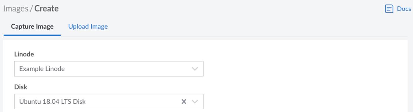 Select the Linode and disk Select the Linode and disk